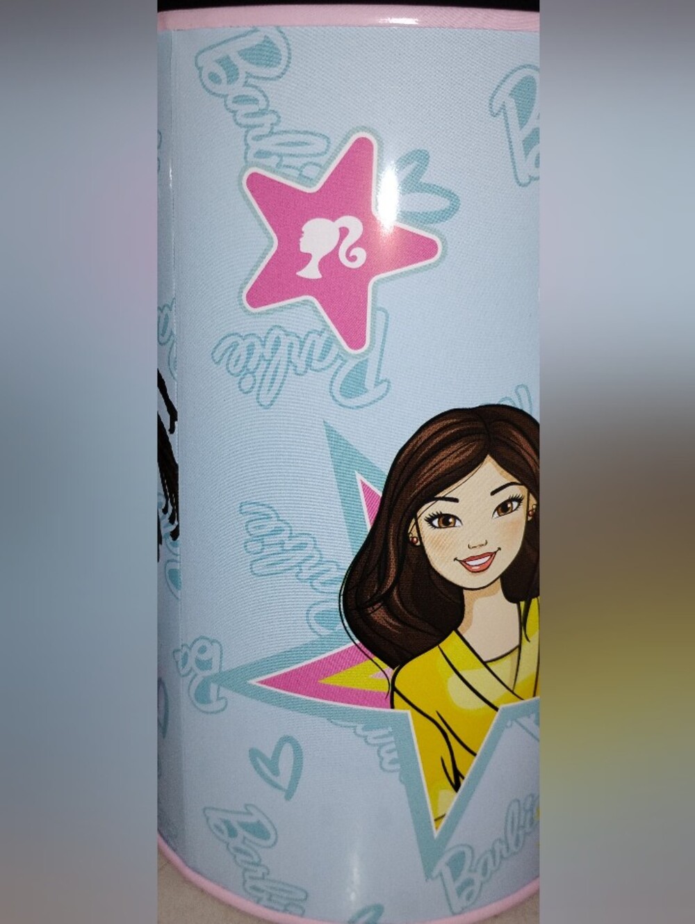 Barbie Tin Piggy Bank with Pink Star and Yellow Outfit Artwork